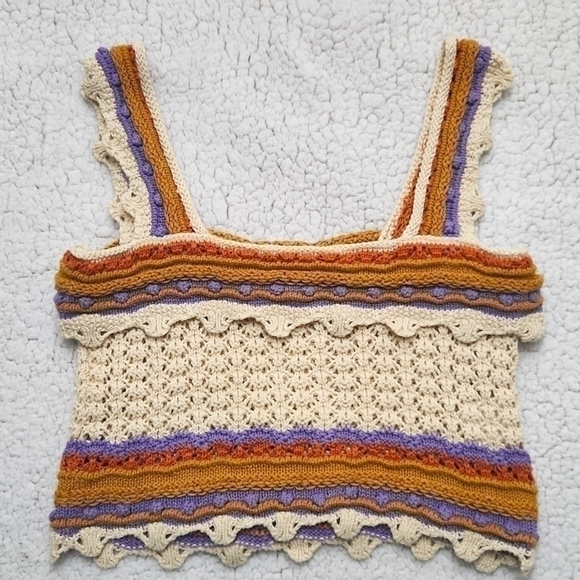 Boho Crochet Crop Top Y2k Blokecore Sexy Flirty Artsy Coquette feminine Beach - Picture 1 of 10